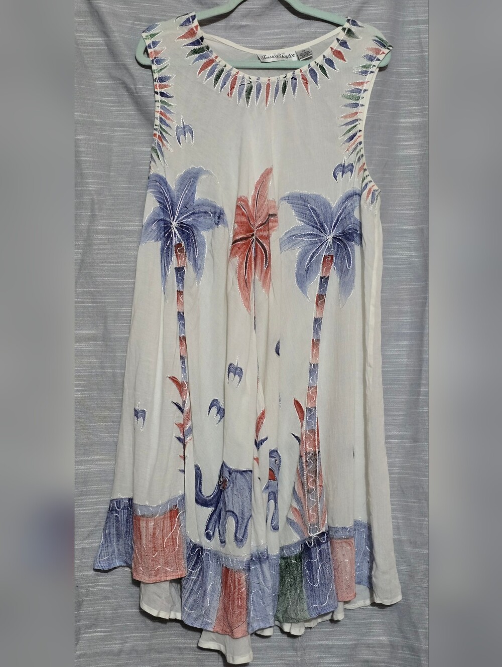 Jessica Taylor Plus White Elephant Curved-Hem Sleeveless Dress - Plus Size 3x